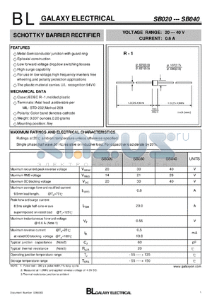 SB040 datasheet - SCHOTTKY BARRIER RECTIFIER