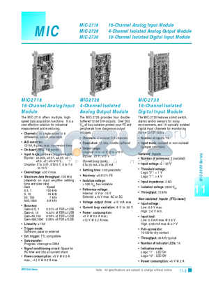 MIC-2730 datasheet - 16-Channel Analog Input Module