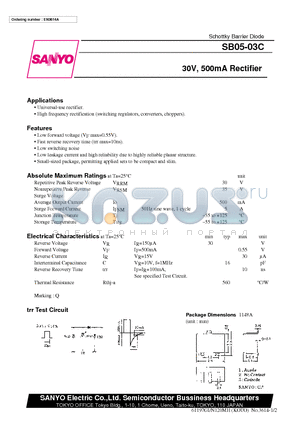 SB05-03C datasheet - 30V, 500mA Rectifier