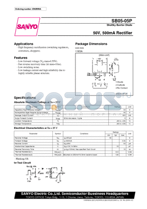 SB05-05P datasheet - 50V, 500mA Rectifier