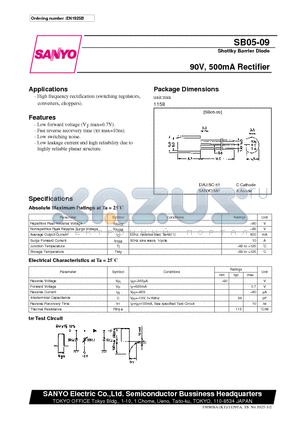 SB05-09 datasheet - 90V, 500mA Rectifier