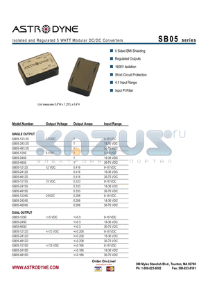 SB05-1224S datasheet - Isolated and Regulated 5 WATT Modular DC/DC Converters