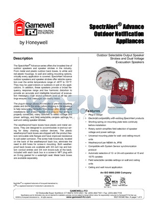 SPSRK datasheet - Wall mount outdoor speaker