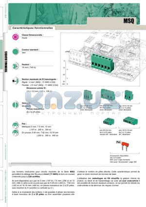 MSQ05002 datasheet - Caractristiques fonctionnelles