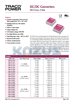 THN15-2413 datasheet - DC/DC Converters