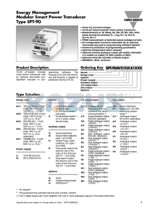 SPT-90 datasheet - Energy Management Modular Smart Power Transducer