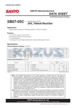 SB07-03C datasheet - 30V, 700mA Rectifier