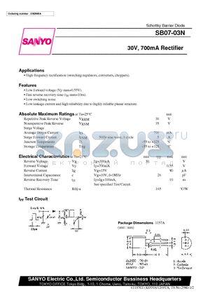 SB07-03N datasheet - 30V, 700mA Rectifier