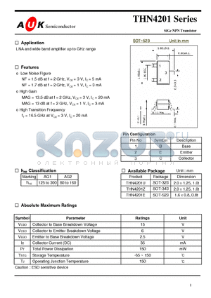 THN4201U datasheet - SiGe NPN Transistor