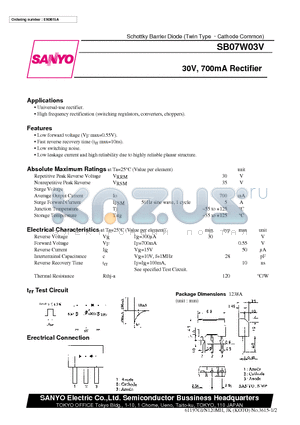 SB07W03V datasheet - 30V, 700mA Rectifier