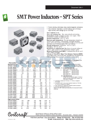 SPT38L-294ML datasheet - SMT Power Inductors