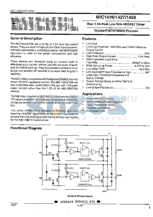 MIC1426 datasheet - Dual 1.2A-Peak Low-Side MOSFET Driver