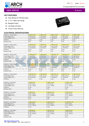 SB08-48-3.3S datasheet - Encapsulated DC-DC Converter