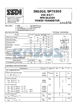 SPT5303 datasheet - 200 WATT NPN SILICON POWER TRANSISTOR