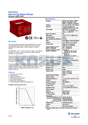 MSR124RT datasheet - Monitoring Safety Relays