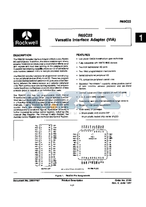 R65C22C1E datasheet - Versatile Interface Adapter (VIA)