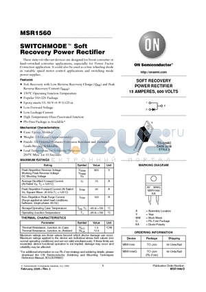 MSR1560_06 datasheet - SWITCHMODE Soft Recovery Power Rectifier