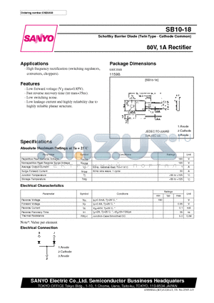 SB10-18 datasheet - 80V, 1A Rectifier