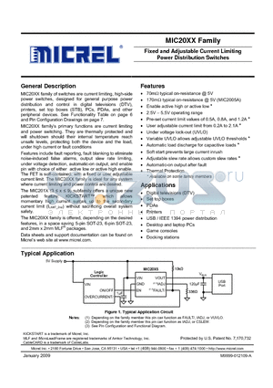 MIC2004-0.8YM5 datasheet - Fixed and Adjustable Current Limiting Power Distribution Switches