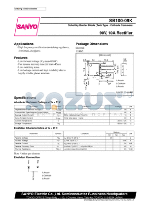 SB100-09K datasheet - 90V, 10A Rectifier