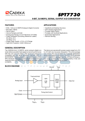 SPT7730SCS datasheet - 8-BIT, 3.0 MSPS, SERIAL OUTPUT A/D CONVERTER