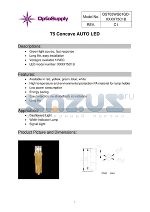 OST05WG01GD-W5YKT5C1B datasheet - T5 Concave AUTO LED