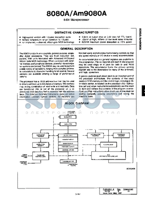 PD8080A-1 datasheet - 8-Bit Microprocessor