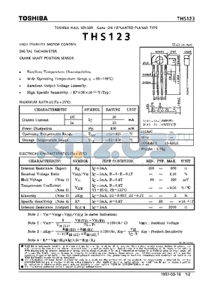 THS123 datasheet - HIGH STABILITY MOTOR CONTROL. DIGITAL TACHOMETER. CRANK SHAFT POSITION SENSOR.