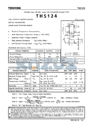 THS124 datasheet - HIGH STABILITY MOTOR CONTROL. DIGITAL TACHOMETER. CRANK SHAFT POSITION SENSOR.