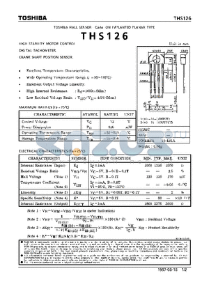 THS126 datasheet - HIGH STABILITY MOTOR CONTROL. DIGITAL TACHOMETER. CRANK SHAFT POSITION SENSOR.