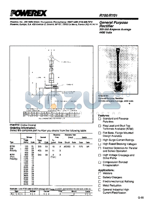 R7002604 datasheet - General Purpose Rectifier (300-550 Amperes Average 4400 Volts)