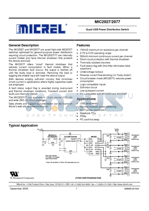 MIC2027-2YM datasheet - Quad USB Power Distribution Switch