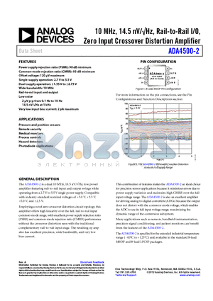RM-8 datasheet - 10 MHz, 14.5 nV/Hz, Rail-to-Rail I/O, Zero Input Crossover Distortion Amplifier