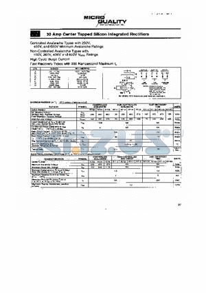 R712 datasheet - 30 AMP CENTER TAPPED SILICON INTEGRATED RECTIFIERS