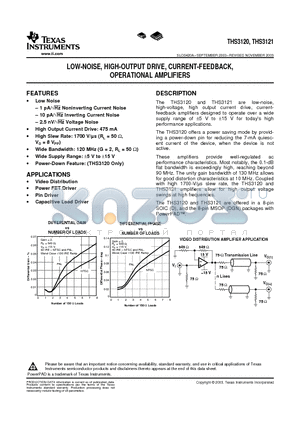 THS3120DGN datasheet - LOW-NOISE, HIGH-OUTPUT DRIVE, CURRENT-FEEDBACK, OPERATIONAL AMPLIFIERS