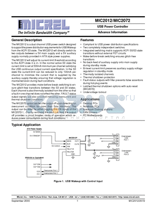 MIC2072-2CQS datasheet - USB Power Controller Advance Information