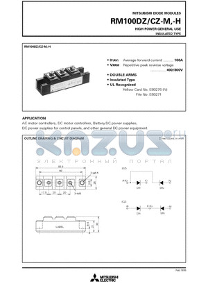 RM100CZ datasheet - HIGH POWER GENERAL USE INSULATED TYPE