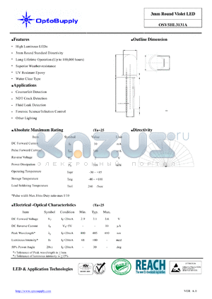 OSV5HL3131A datasheet - 3mm Round Violet LED