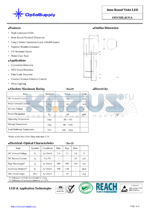 OSV5HL4131A datasheet - 4mm Round Violet LED