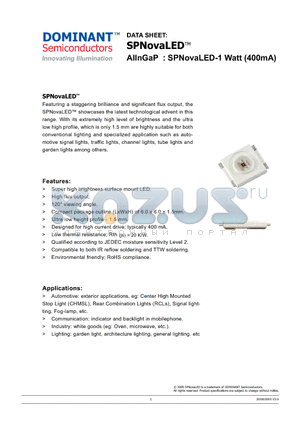 NPR-MSS datasheet - AlInGaP : SPNovaLED-1 Watt (400mA)