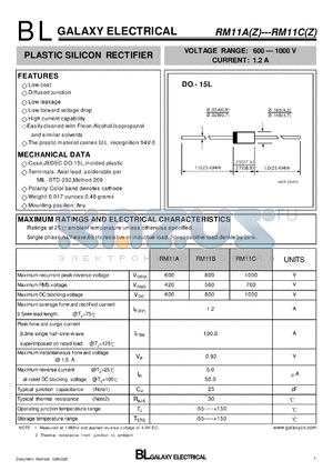 RM11B datasheet - PLASTIC SILICON RECTIFIER