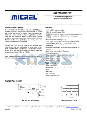 MIC2090 datasheet - Current Limiting Power Distribution Switches