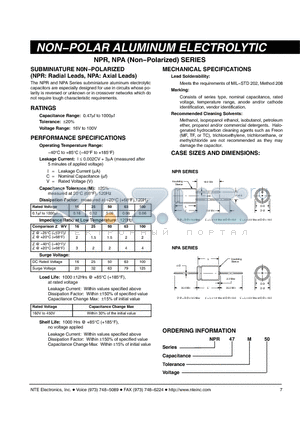 NPR3.3M100 datasheet - NON−POLAR ALUMINUM ELECTROLYTIC