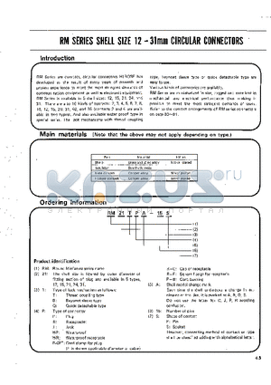 RM12BP-CPA-15P datasheet - RM SERIES SHELL SIZE 12-31mm CIRCULAR CONNECTORS