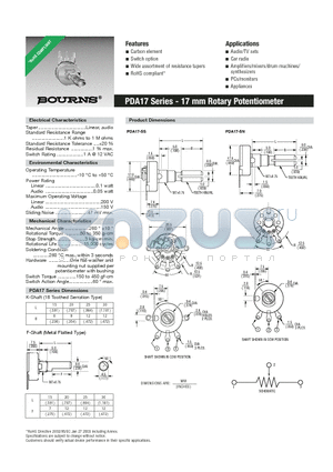 PDA17-PN15-102AF datasheet - 17 mm Rotary Potentiometer