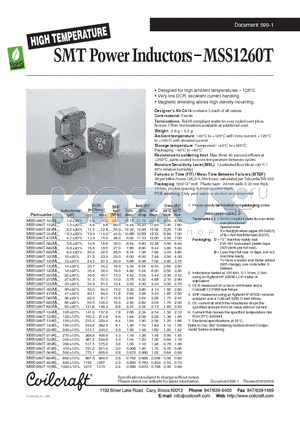 MSS1260T-682ML datasheet - SMT Power Inductors