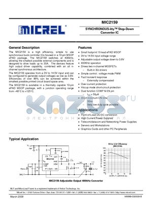 MIC2159YMME datasheet - SYNCHRONOUS-itty Step-Down Converter IC