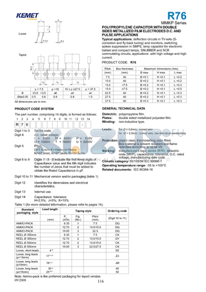 R76MD1560XX3XX datasheet - POLYPROPYLENE CAPACITOR WITH DOUBLE SIDED METALLIZED FILM ELECTRODES