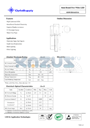 OSW5DA4131A datasheet - 4mm Round Pure White LED