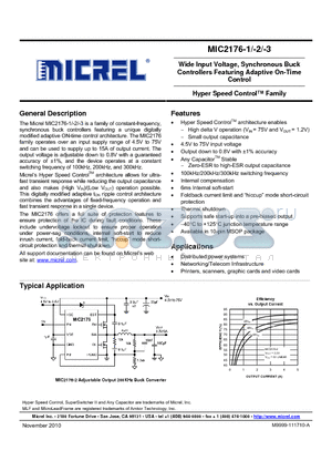 MIC2176-3 datasheet - Wide Input Voltage, Synchronous Buck Controllers Featuring Adaptive On-Time Control